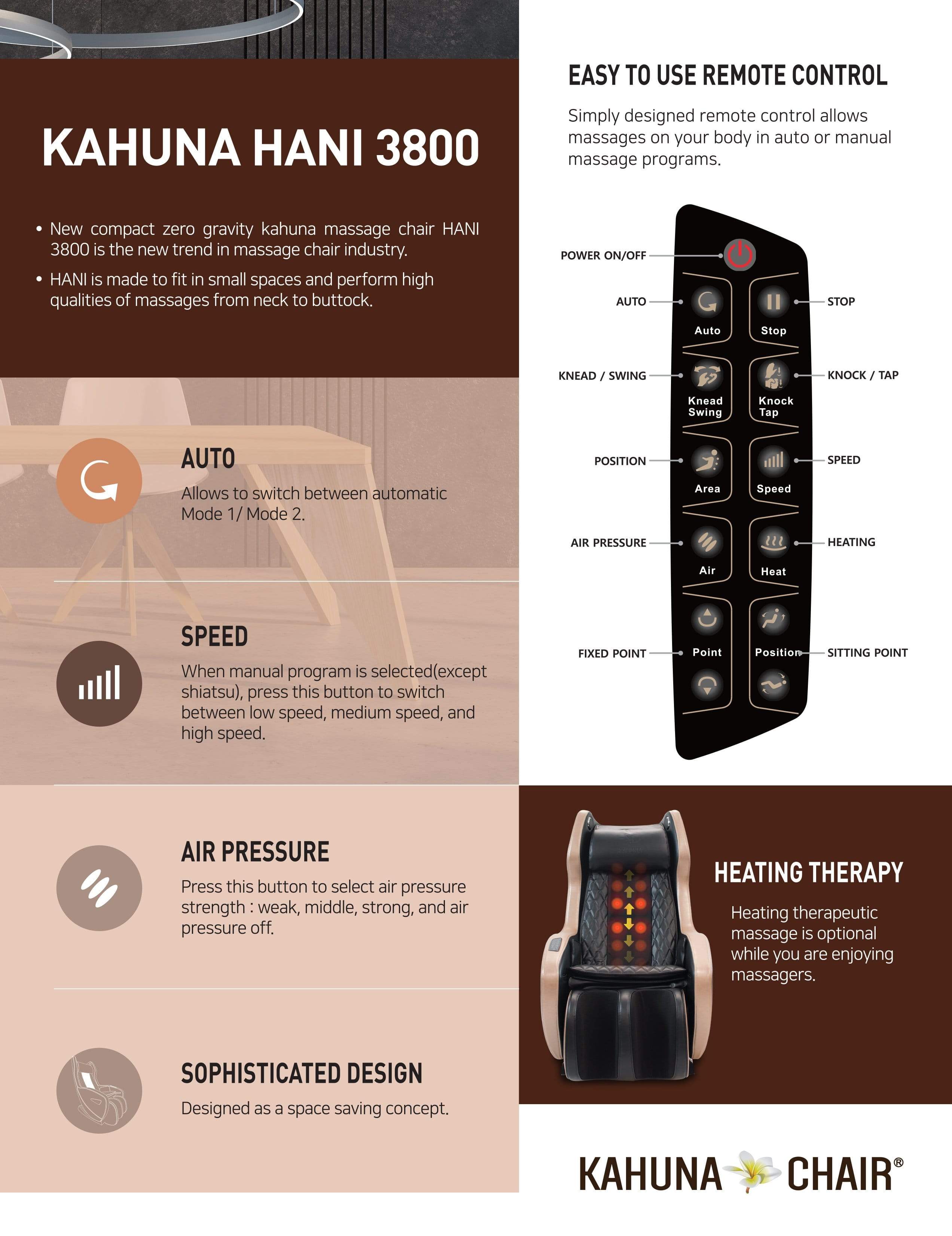 Kahuna L-Track Zero Gravity Compact Kahuna Massage Chair, Hani3800