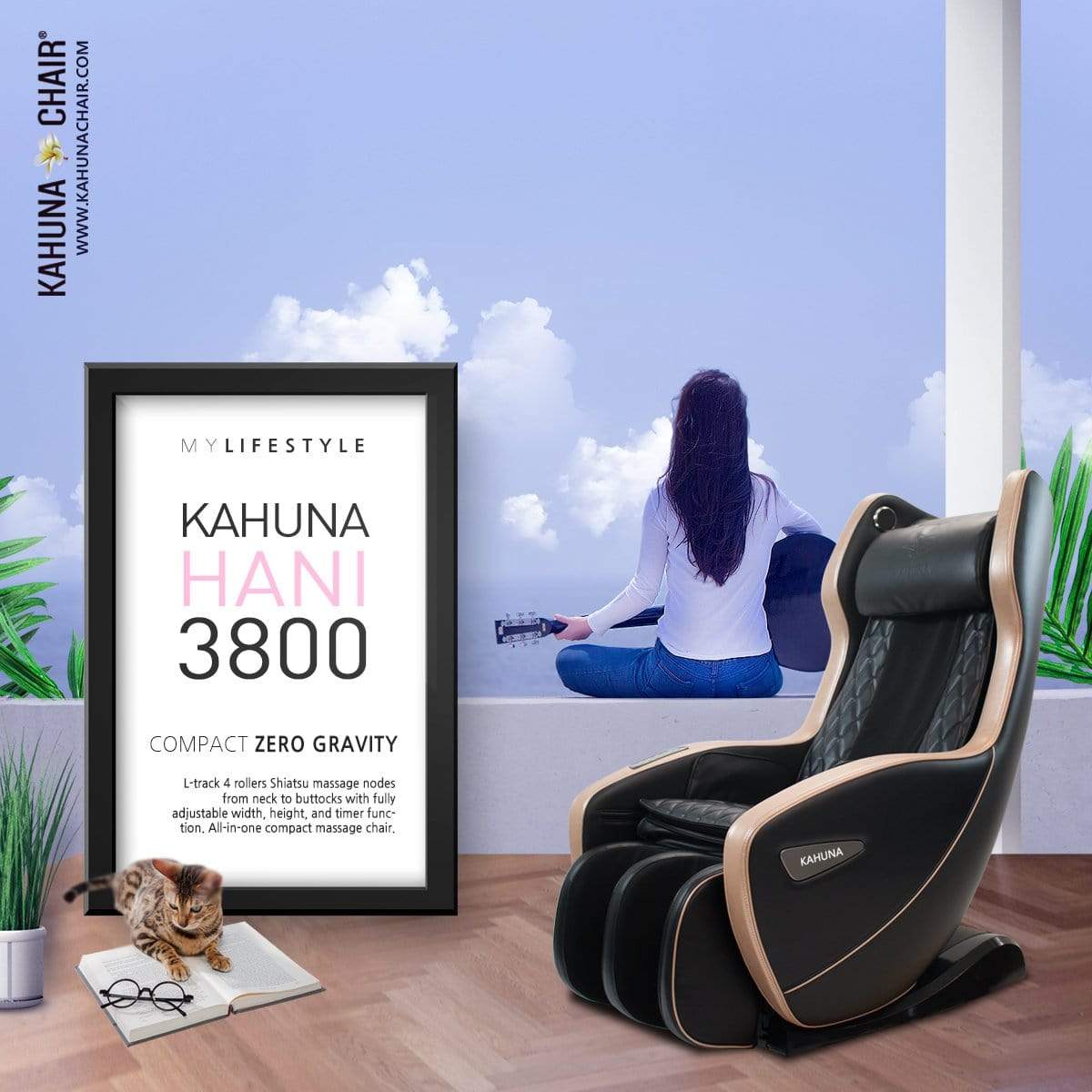 Kahuna L-Track Zero Gravity Compact Kahuna Massage Chair, Hani3800