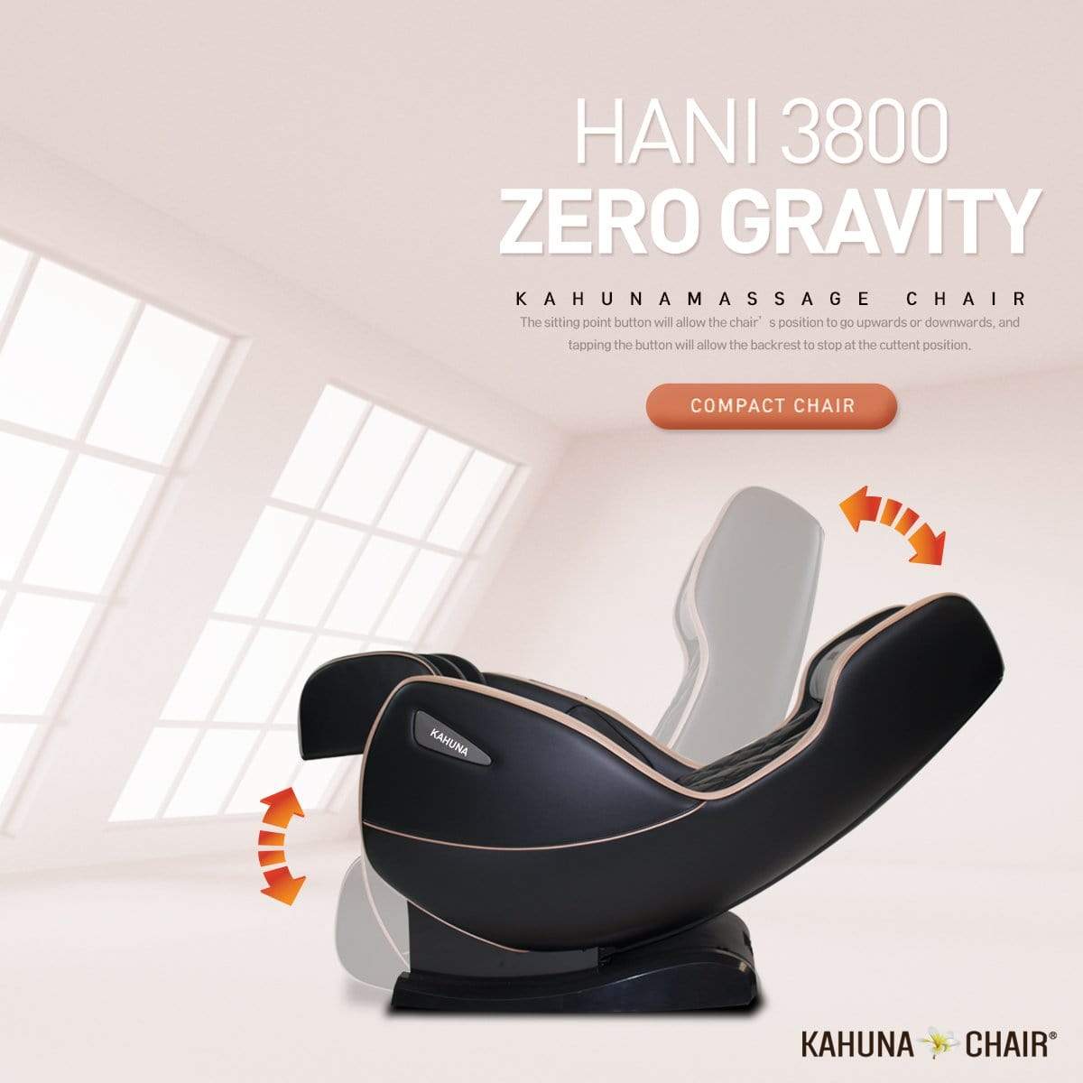 Kahuna L-Track Zero Gravity Compact Kahuna Massage Chair, Hani3800